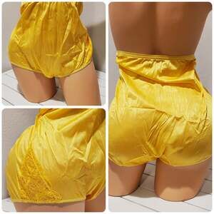 Shadowline 17082 Full Cut Brief Nylon Lace Full Cut Panty Tulip Yellow